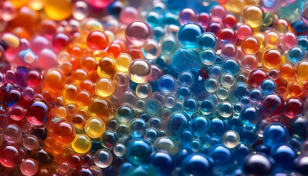 Water Beads Close Up Abstract Background Texture Of Hydrogel Balls Or Many Colorful Orbeez For Wallpaper