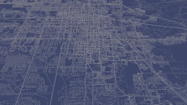 3D looped animation of city - Gainesville Florida, USA