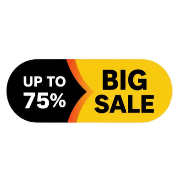 Big Sale up to 75% off isolated on transparent background