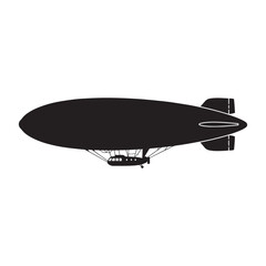 Vintage airship blimp silhouette isolated on white background, retro dirigible zeppelin aviation vector icon. © Aprttidur