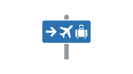 Airport direction sign with airplane and luggage © Manten