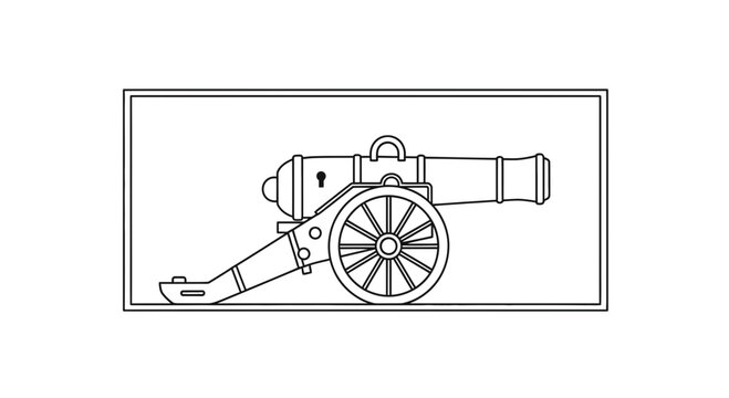 Vintage Cannon Outline Illustration - Historical Weaponry
