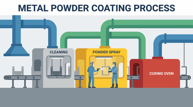 Metal Powder Coating Process in Surface Treatment Factory