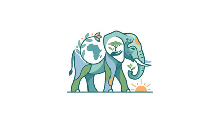 Fototapeta premium Elephant carrying Earth, nature, conservation, Africa, sustainability, biodiversity