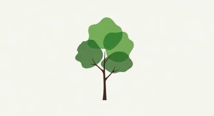 Fototapeta premium Minimalist green tree illustration, stylized organic plant symbol, modern eco-friendly nature icon, simple botanical design for sustainability isolated on White Background