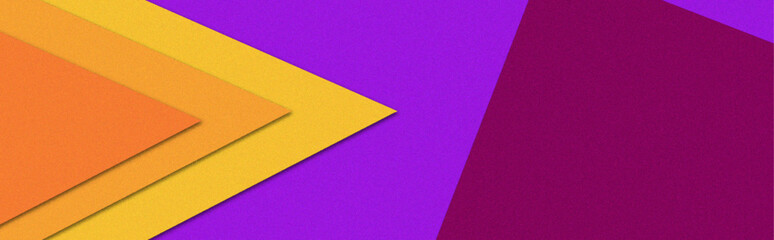 Fototapeta premium Vibrant purple and orange geometric shapes background with layered yellow squares, colorful abstract composition with shadows and bold