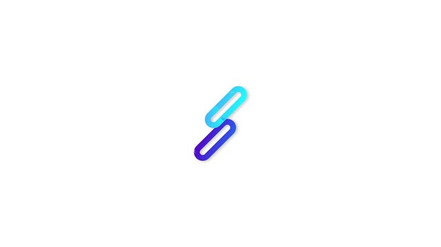 Abstract Blue and Purple Gradient S-Shaped Link Icon Animation on White Background for Tech Branding