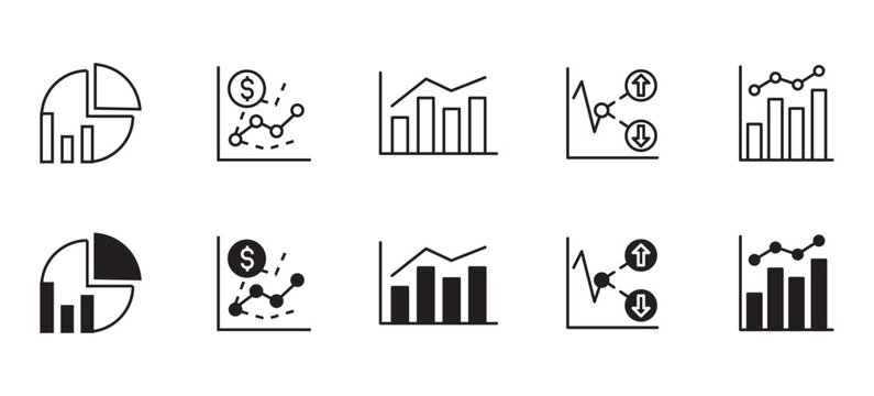 Forecast Graph and Predictive Data Analytics Icon Set