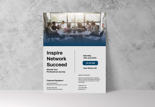 Blue and Gray Business Networking Event Flyer Template