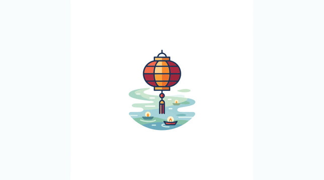 Floating Lanterns on Water, Traditional Asian Celebration, Lantern Festival