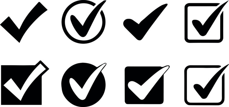 Check mark badge set for branding and logo use