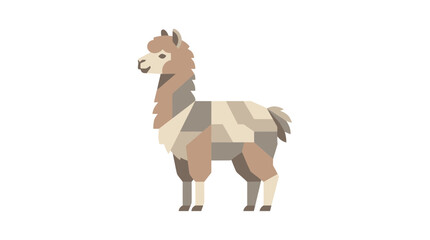 Naklejka premium Geometric Alpaca Illustration, Minimalist Animal Design, Flat Style