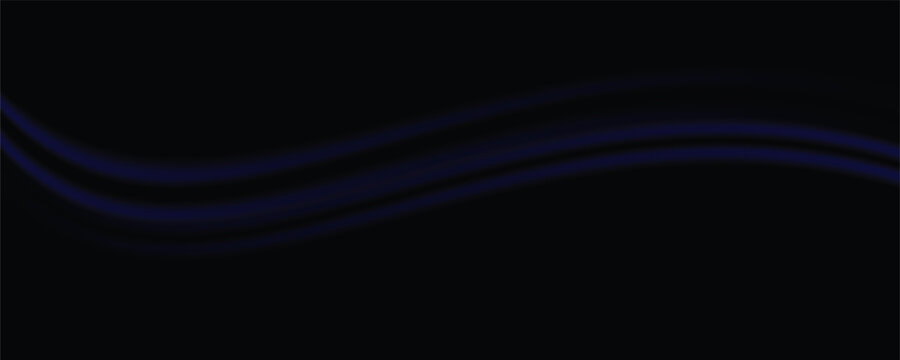 Navy blue silk satin. Silky shiny fabric. Dark luxury background with space for design. Banner. Wide. Long. Panoramic. Template. Empty. Flat lay, top view table. Beautiful.Elegant.Birthday,Christmas.