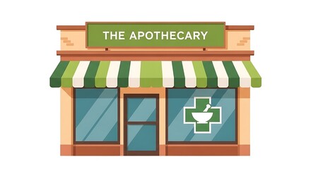 Obraz premium Apothecary Illustration - A Charming Depiction of a Traditional Pharmacy.