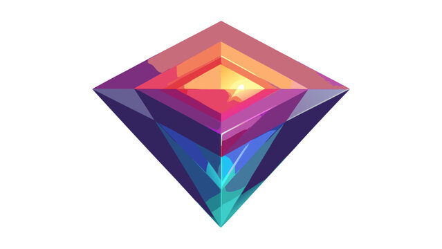 Abstract isometric diamond gemstone with colorful layered facets and center glow gemstone isometric abstract geometric refraction precious brilliant symmetry creative isolated background