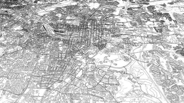 3D looped animation of city - Raleigh North Carolina, USA