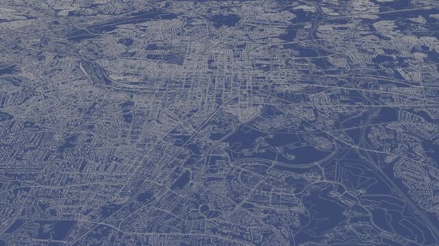 3D looped animation of city - Raleigh North Carolina, USA