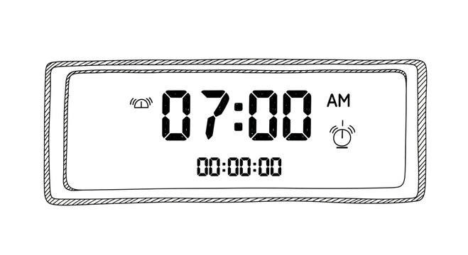 Digital Alarm Clock Showing 7:00 AM with Timer and Alarm Icons