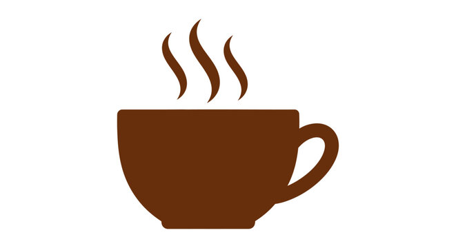 Brown coffee cup with steam rising.