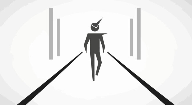 A simple illustration of a person walking down a path towards an unknown destination
