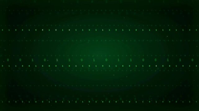 Abstract digital binary code background with flowing green numbers for cyber security and data concepts