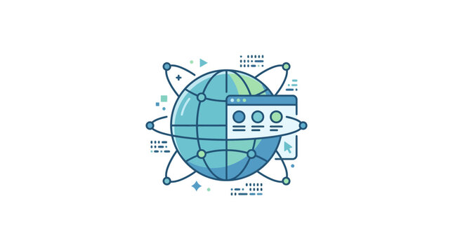 Global Digital Network and Web Development Concept Icon