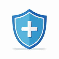 Obraz premium Blue Shield with White Cross Icon
