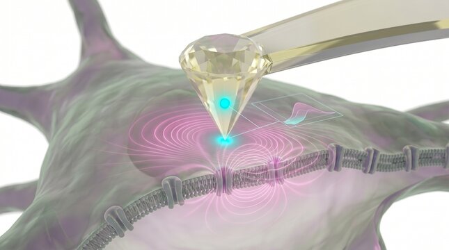 3D Quantum Visualization of Diamond NV Center Sensing a Cell's Magnetic Field