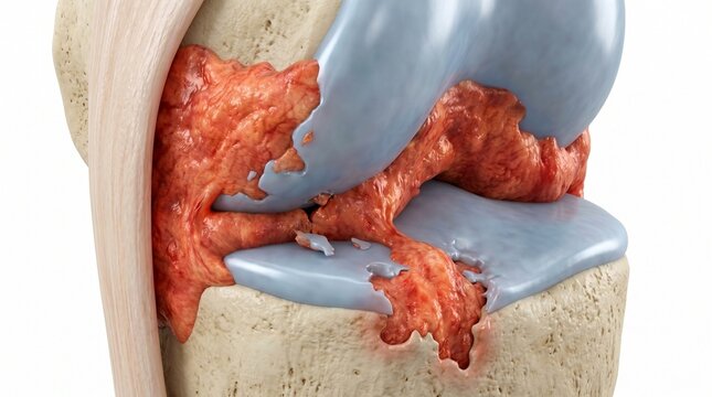 3D Microscopic Diagram of Synovial Pannus Invading Joint Cartilage