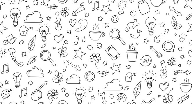 line doodle icons background