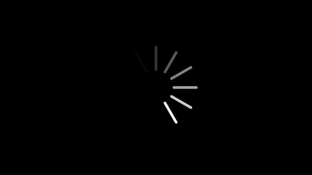 Animated circle loading gif video icon on black background. Motion graphic and animation background. 4K video