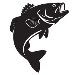 Naklejka premium big black fish with open mouth jumping out of water sea creature