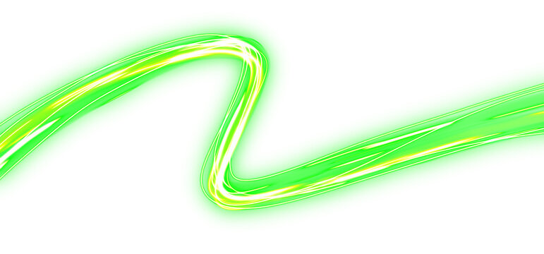 Bright Green Neon Light Swirl Z Shape on Transparent Background