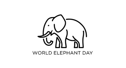 Fototapeta premium Minimalist Line Art Illustration for World Elephant Day