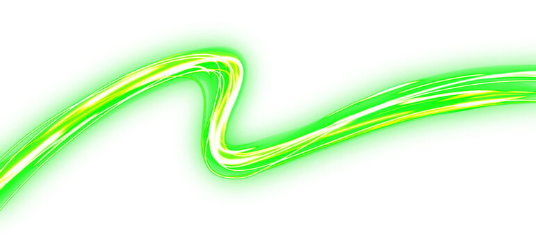 Dynamic Lime Green Light Spiral Swoosh on Transparent Background
