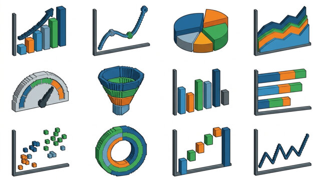 Collection of various business charts and graphs for data analysis.