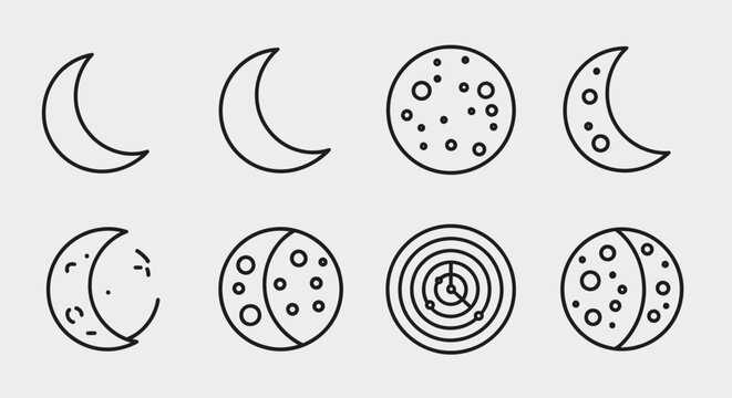 Lunar phases vector illustration of moon cycle stages for educational projects