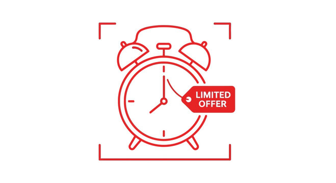 Limited Offer Alarm Clock Icon - Time Sensitive Deal, Sale Promotion, Urgency Concept