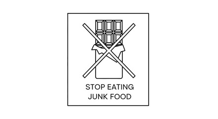 Obraz premium Stop Eating Junk Food Sign: Chocolate Bar with Red X, Healthy Lifestyle Concept