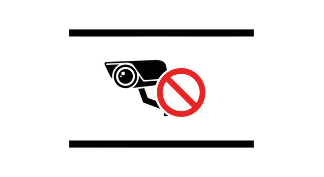No Surveillance Camera Icon with Red Prohibition Sign