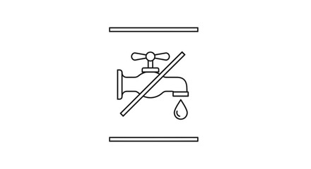 Fototapeta premium No Water Icon: Tap with a Drop and a Red Cross Sign