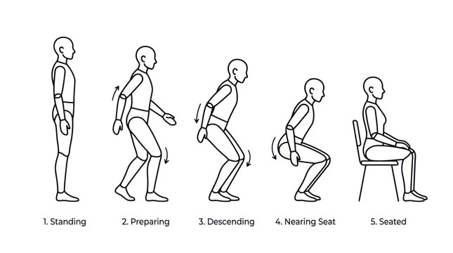 Human Figure Poses: From Standing to Sitting Sequence
