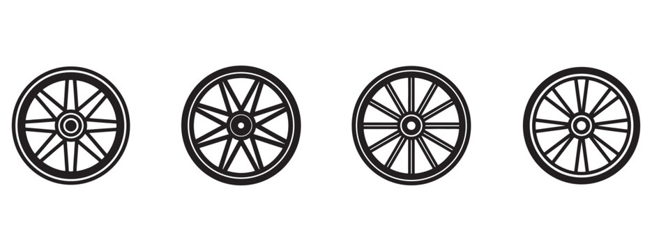 wagon wheel icon silhouette vector isolated illustration design