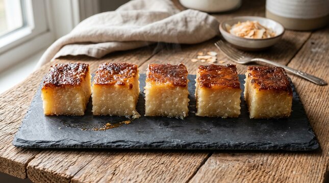 Traditional Brazilian Bolo de Aipim Cassava Cake Block