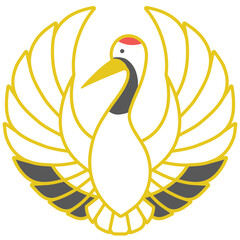Fototapeta premium 鶴の正月・年賀状素材用和風アイコンイラスト