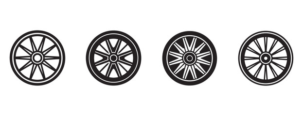 wagon wheel  icon silhouette vector isolated illustration design © BIBI