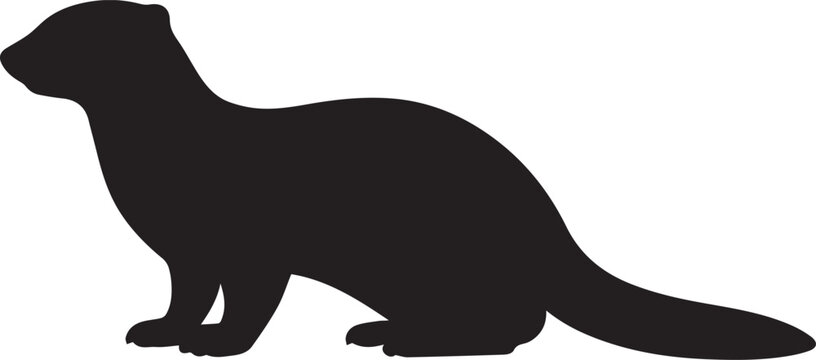 Ferret silhouette icon isolated on white background vector illustration of weasel animal.