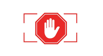 Obraz premium Stop Sign with Hand Icon and Focus Frame - Warning, Danger, Prohibition Concept
