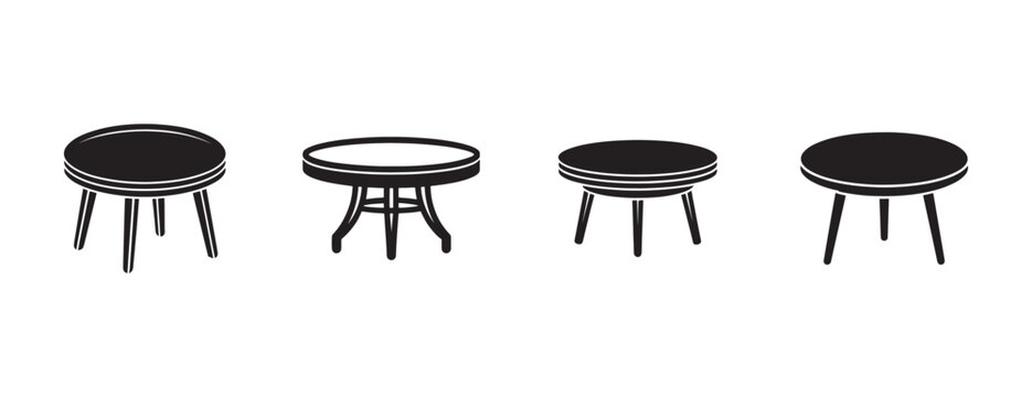 stool icons with white outlines in different angles on white background