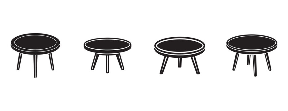 stools with three legs and round seats in different positions  furniture for home or office interior design